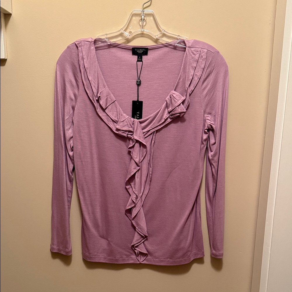 Talbots Lavender Ruffled Blouse